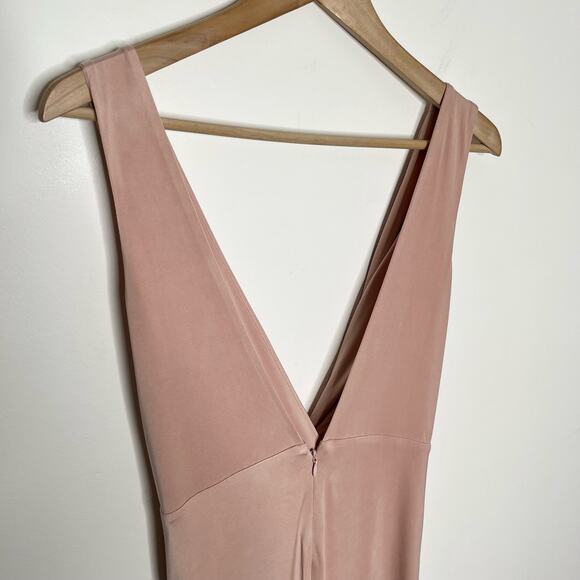 NBD Women's Buttercup Maxi Dress Size Medium Pink Blush V Neck High Slit Slinky - Picture 6 of 10